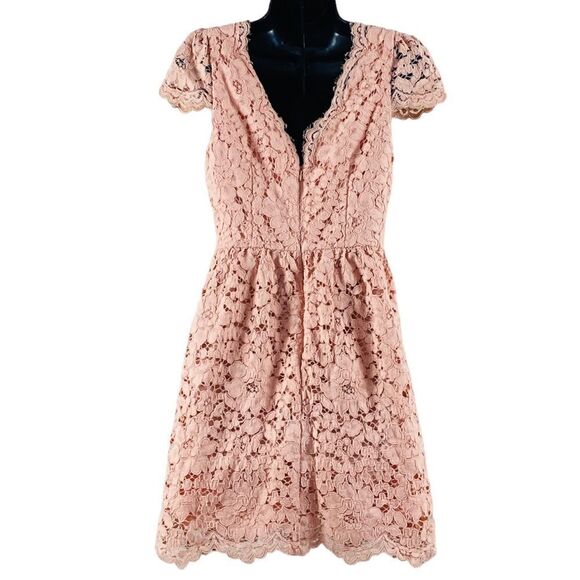 ERIN by Erin Fetherston Peach Alicia Floral Lace Fit Flare Mini Dress Sz 4 - Picture 6 of 14